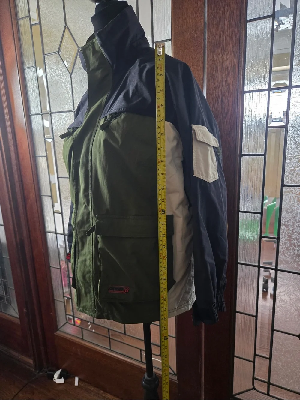 Airwalk Olive, Black & White Colorblock Raincoat